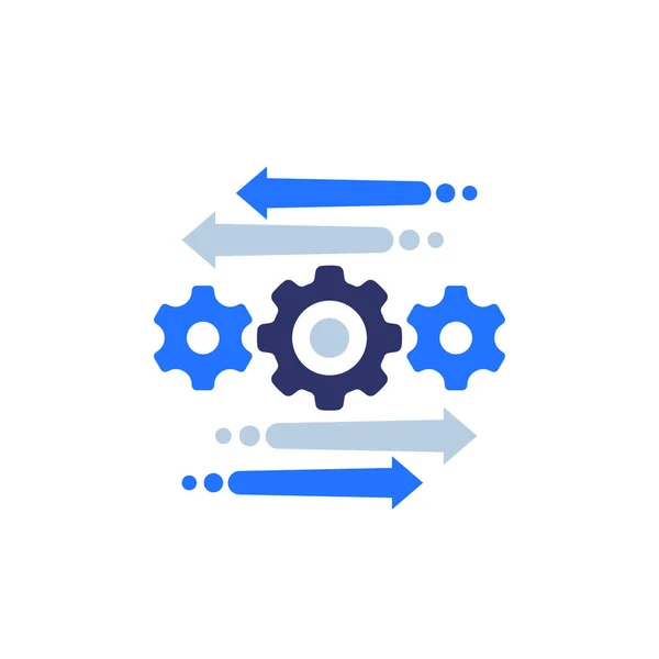 Иконка процесса автоматизации и оптимизации на белом — стоковый вектор