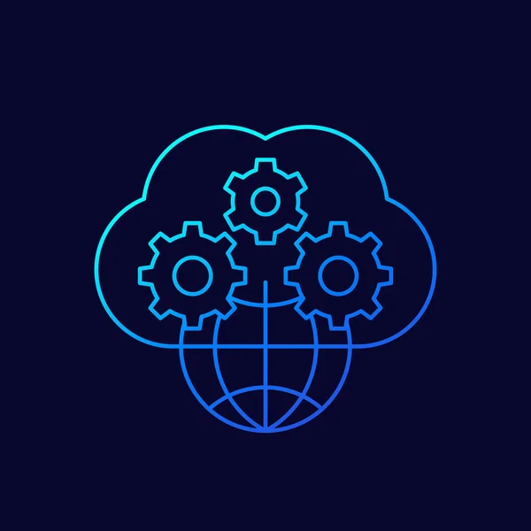 Icône linéaire cloud et réseau — Image vectorielle