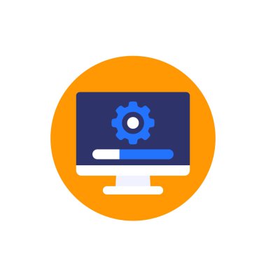 güncelleme veya yazılım yükseltme vektör düz simgesi