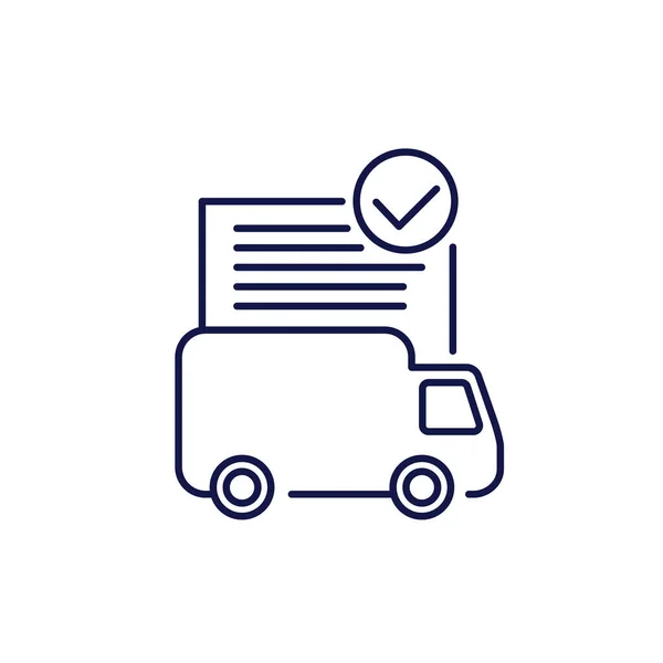 Línea de documentos de transporte icono en blanco — Vector de stock