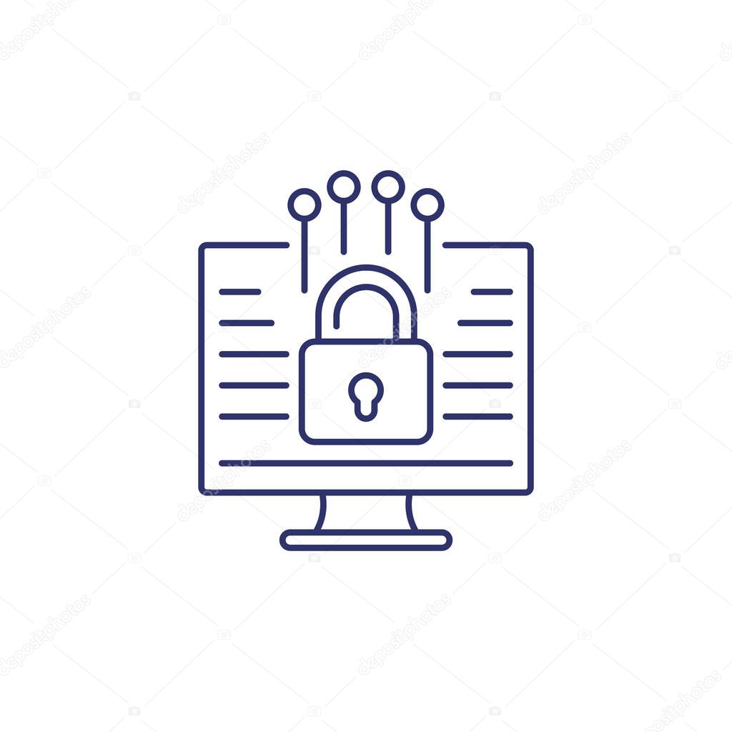 data protection, privacy line icon