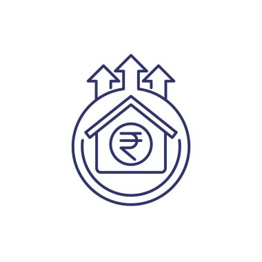 Ev fiyatları artıyor, Rupi 'li üst çizgi simgesi