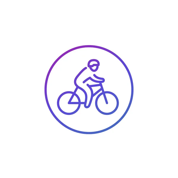 Ikona linii rowerzystów na białym — Wektor stockowy