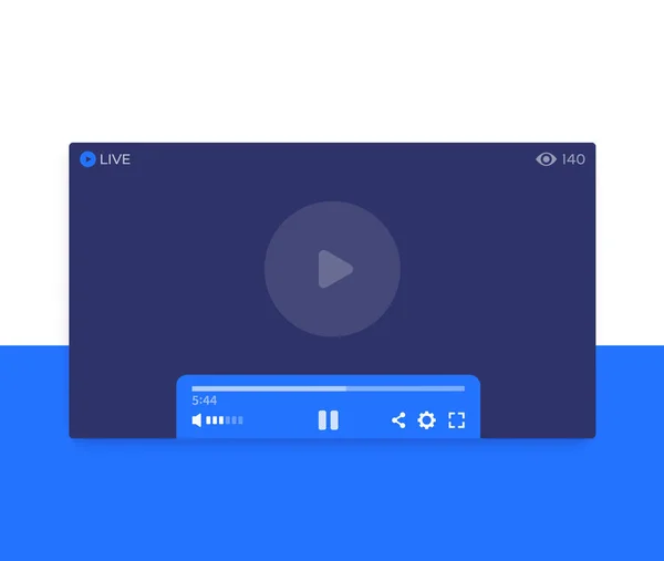 LIVE streaming video player, vector ui design — Stock Vector