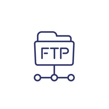 ftp folder line icon on white, vector clipart