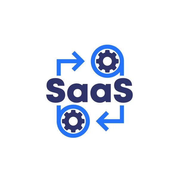 Saas, Software como icono de servicio con engranajes — Vector de stock