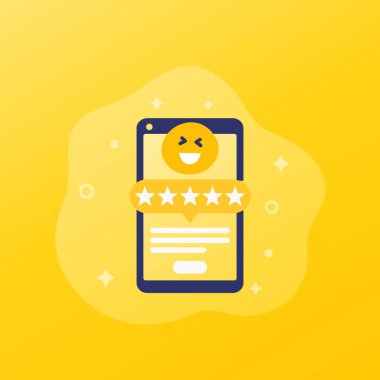 mobil gözden geçirme, geribildirim vektörü simgesi