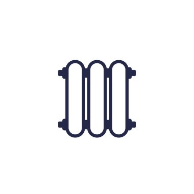 Isıtma bataryası, radyatör simgesi beyaz, vektör