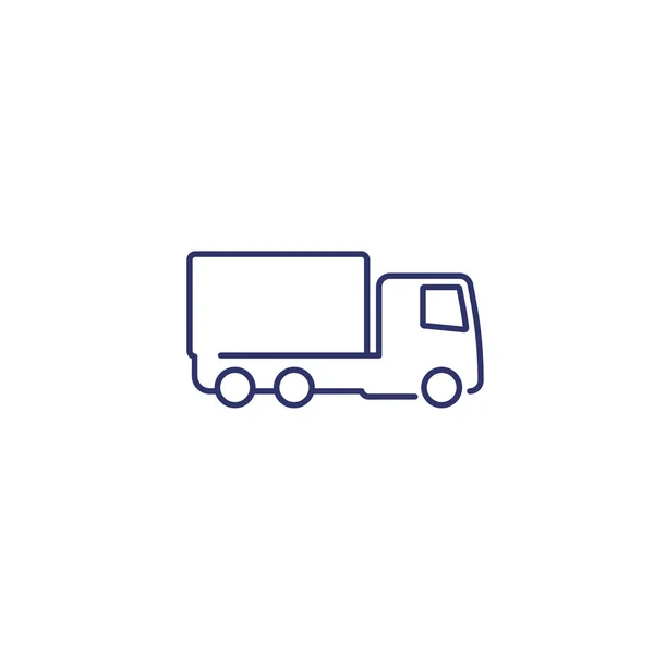 Vrachtwagen of vrachtwagen pictogram, lijn vector ontwerp — Stockvector