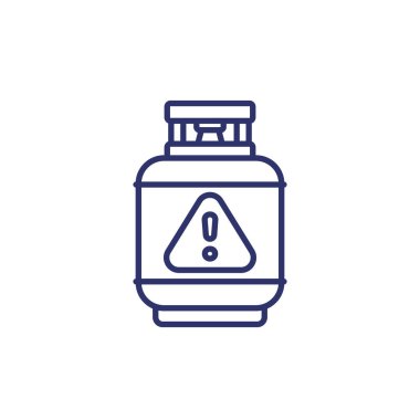 Uyarı işaretli LPG tankı, gaz silindiri çizgi simgesi