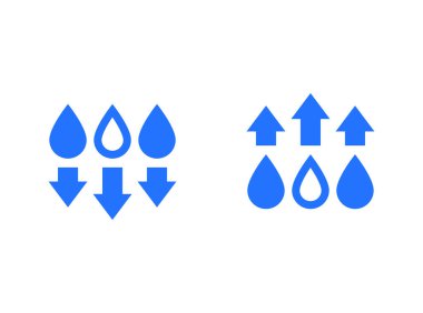 beyazdaki nem seviyesi yükselme veya azalma simgeleri