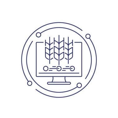 Akıllı tarım ve tarım çizgisi simgesi, vektör