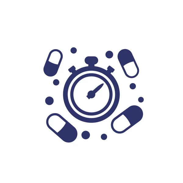 Medikamentenzeitsymbol mit Pillen — Stockvektor