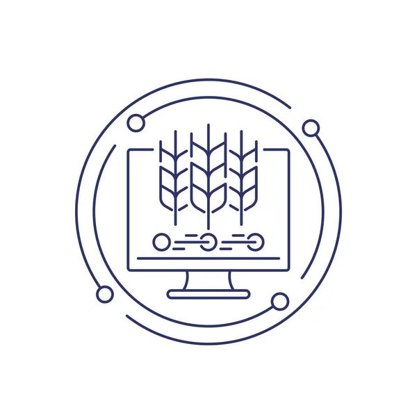 Icône de ligne agriculture intelligente et agriculture, vecteur — Image vectorielle