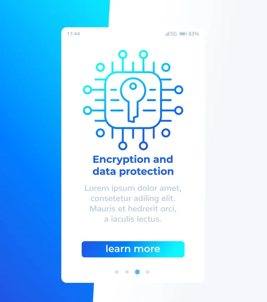 Verschlüsselung und Datenschutz, mobiles Banner — Stockvektor