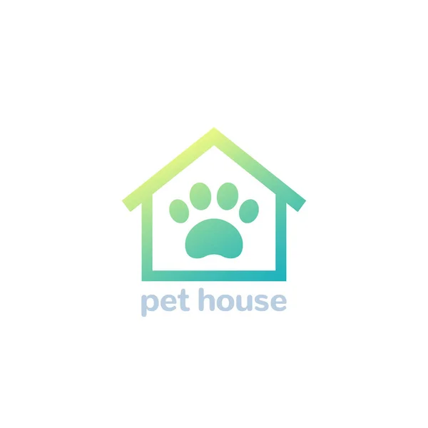 Sällskapsdjur hus logotyp, tass och hem vektor ikon — Stock vektor