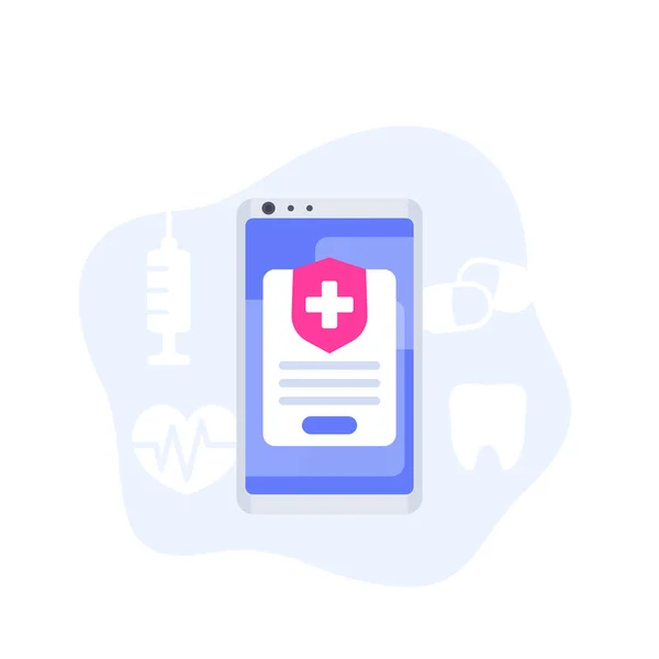 Медицинская страховка, векторная иконка мобильного приложения — стоковый вектор