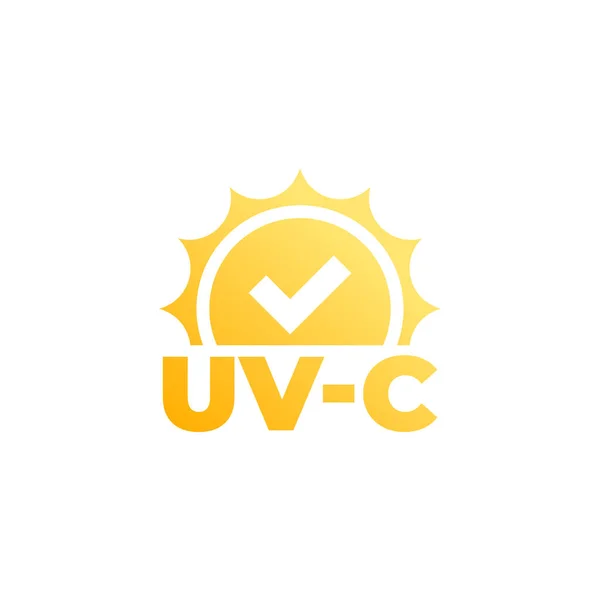 Luz UV-C, icono de desinfección UV, etiqueta de vector — Archivo Imágenes Vectoriales