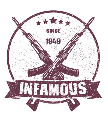 Infamous since 1949 emblem scratched clipart