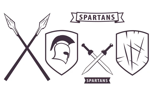 Espartanos. Elementos para ilustração vetorial Emblema, eps10 — Vetor de Stock