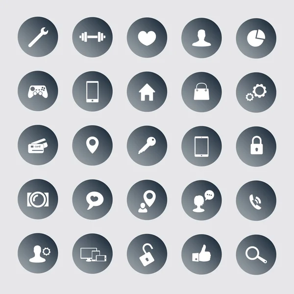 25 icônes pour le web, développement d'applications — Stock Vector