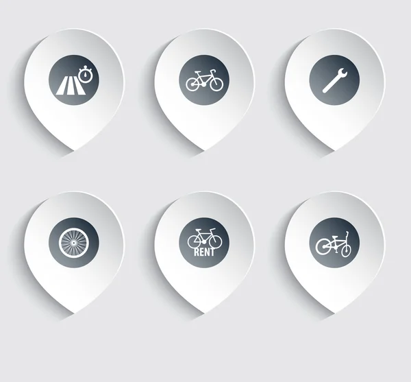Icônes cyclistes sur les marques avec illustration vectorielle d'ombre — Image vectorielle