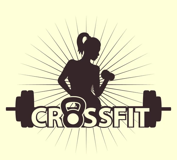 Logo cross fit con ilustración vectorial chica — Archivo Imágenes Vectoriales