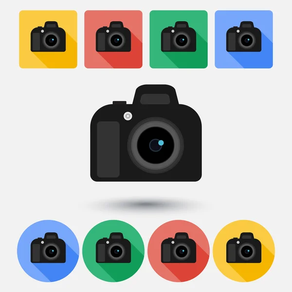 Ícone plano da câmera DSLR —  Vetores de Stock