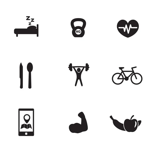 Fitness, set de iconos planos de salud — Vector de stock