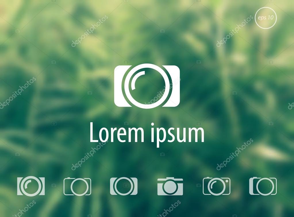 Camera flat icons on green blur background vector illustration, eps10, easy to edit