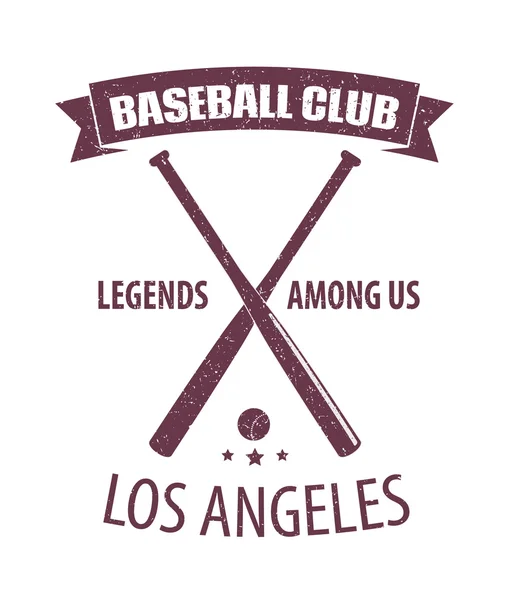 Baseball Club LA scratched emblem — Stock Vector