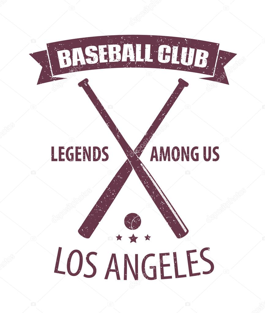 Baseball Club LA scratched emblem vector illustration, eps10, easy to edit