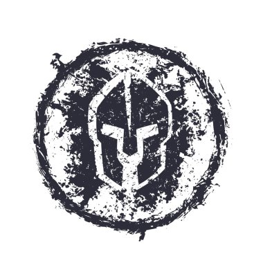 Grunge Spartalı kask amblemi yuvarlak