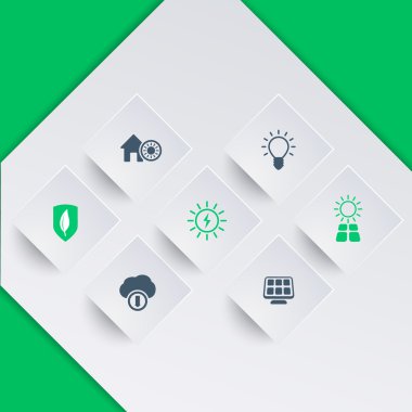 Güneş Enerji modern simgeleri kare şekilleri