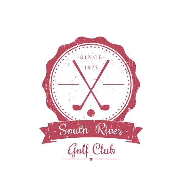 Club de golf grunge logotipo vintage rojo, emblema — Vector de stock