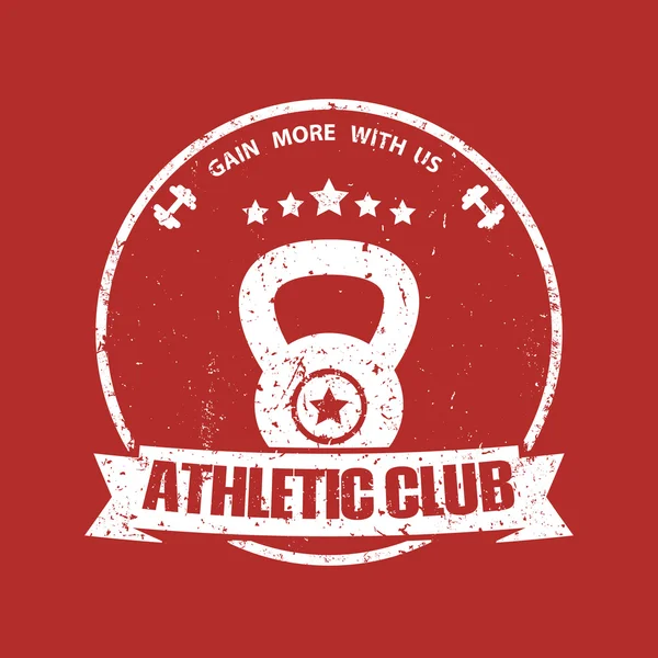 Athletic Club grunge vintage emblema redondo no vermelho — Vetor de Stock