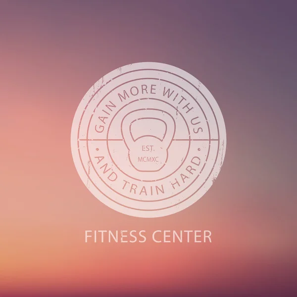 Fitness Center rundes weißes Grunge Logo, Emblem — Stockvektor
