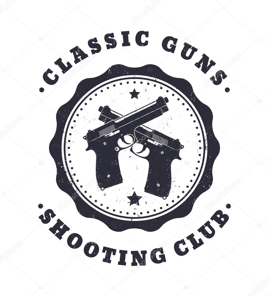 Classic Guns Vintage grunge design, crossed pistols