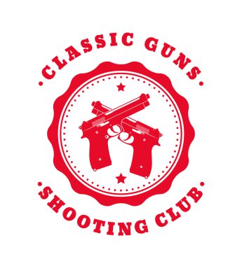 Klasik silahlar Vintage tasarım, kırmızı çapraz tabanca