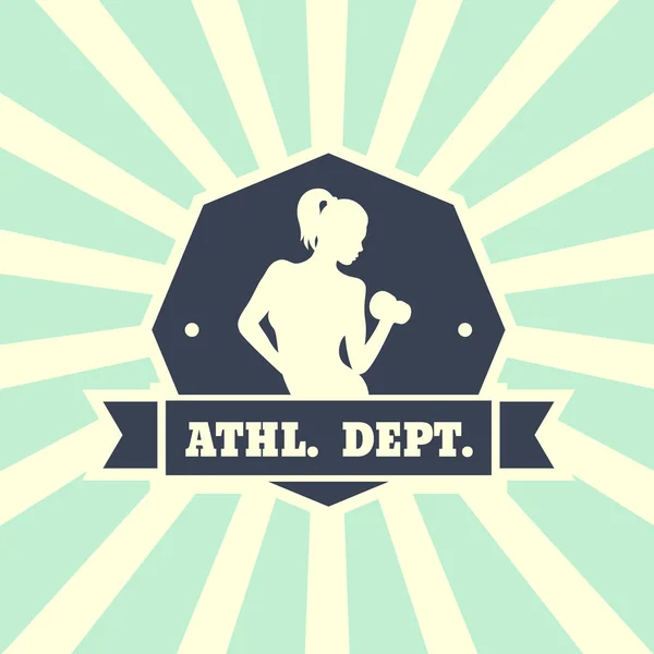 Département athlétique. design vintage avec fille athlétique — Image vectorielle