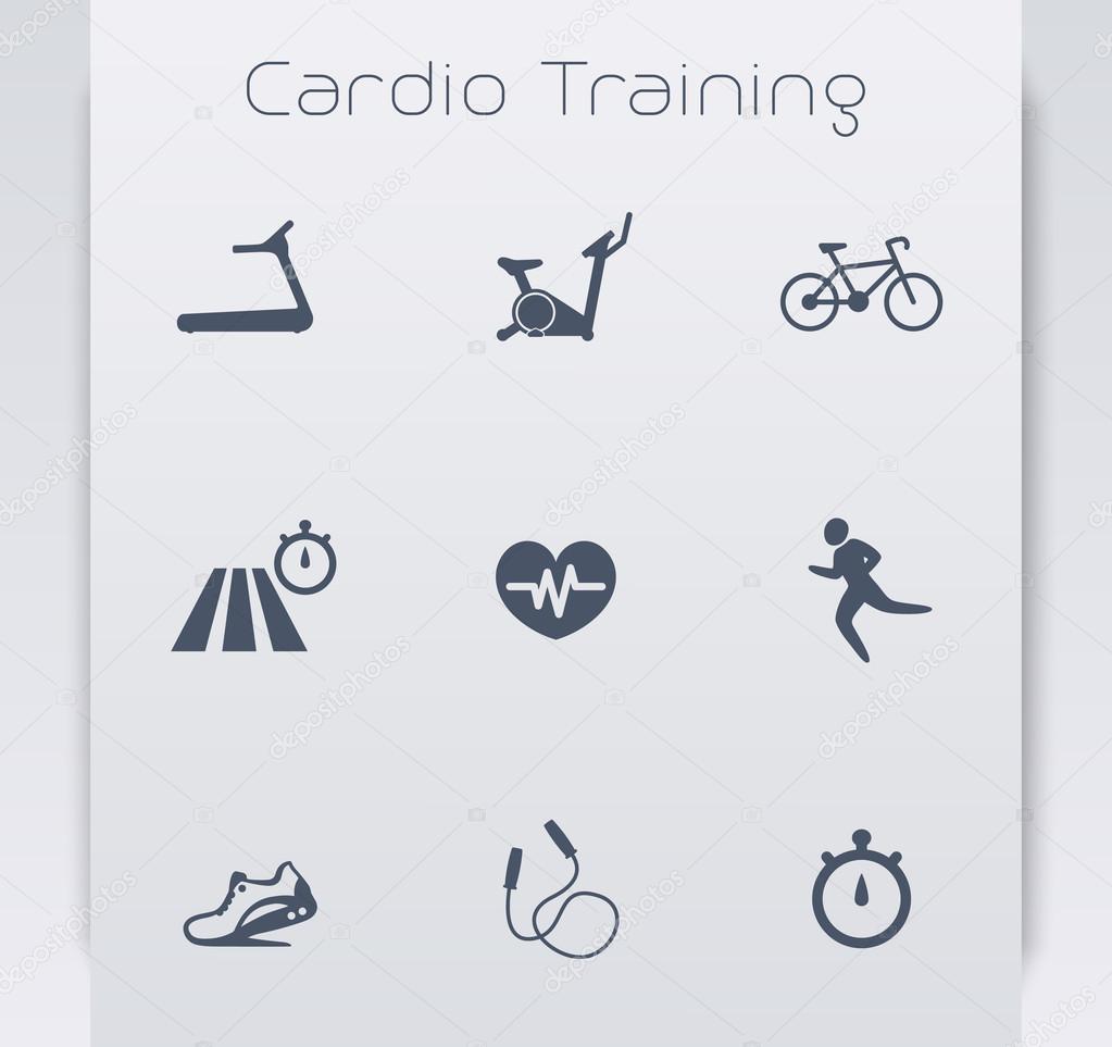 Cardio Training flat blue icons, vector illustration, eps10, easy to edit