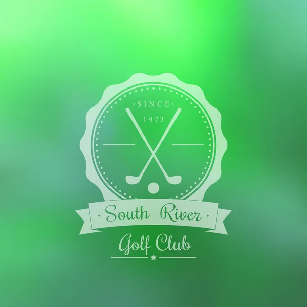 Logo vintage del club de golf, emblema sobre fondo borroso — Vector de stock