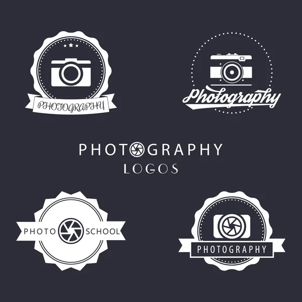 Fotografía, escuela de fotografía, logotipo del fotógrafo, emblemas, signos — Vector de stock