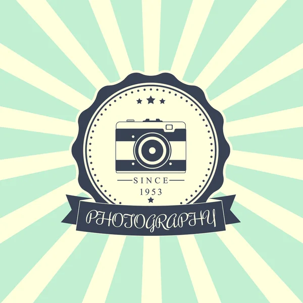 Fotografi, fotograf vintage logo, emblem med retro kamera — Stock vektor