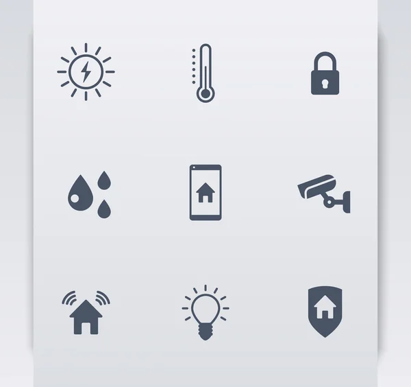 Casa inteligente plana iconos azules — Vector de stock