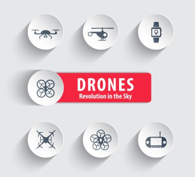Drones round icons with shadow