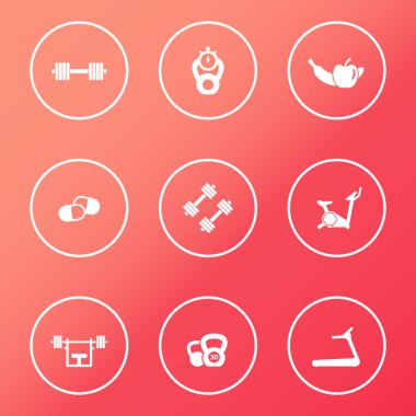 Gym white round icons