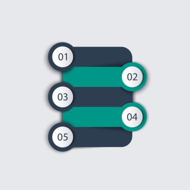 Timeline, infographic elements, step labels, 1 2 3 4 5, empty template