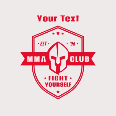 MMA Club vintage red emblem with spartan helmet on shield