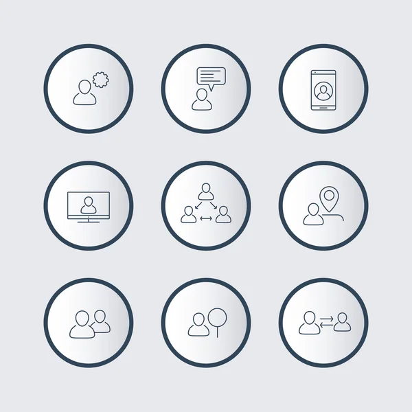 Business line trendy round icons with people — Stockový vektor